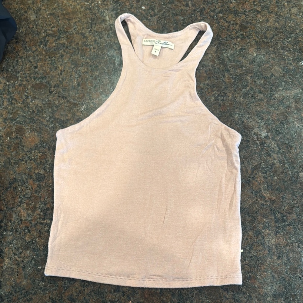 Express Pink Fitted Crop Tank Top